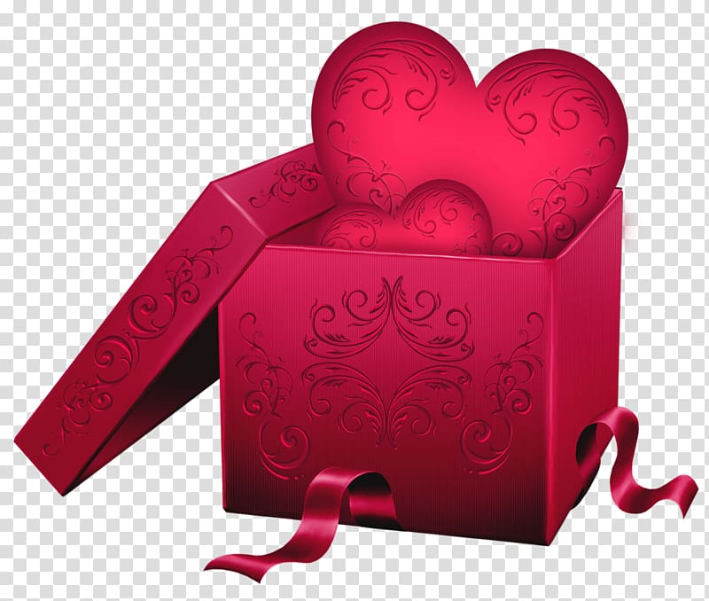 Valentine\'s Day Gift Heart Paper, round box transparent background PNG clipart