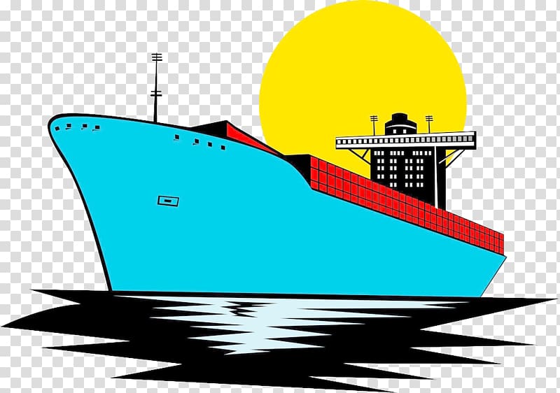 Container ship Cargo ship Intermodal container, Cartoon blue freight ship transparent background PNG clipart
