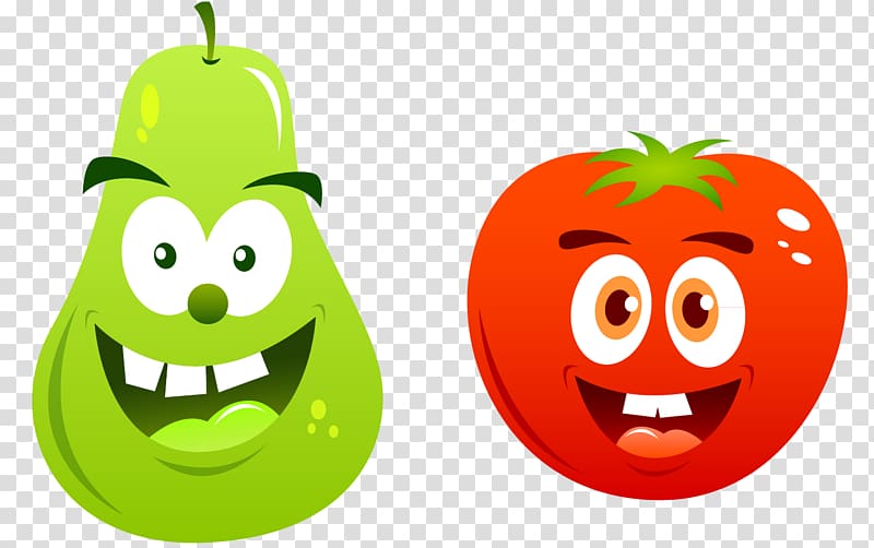 Fruit Animation Drawing, Cartoon elements pear tomatoes transparent background PNG clipart