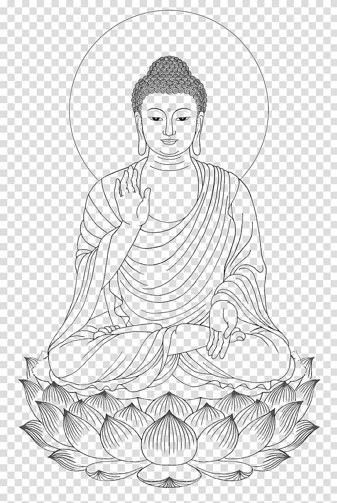 shakya muni painted portrait sitting buddha drawing transparent background PNG clipart