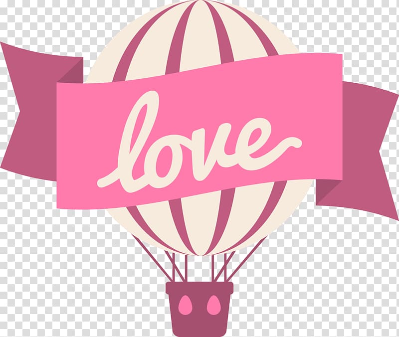 Valentine\'s Day, LOVE hot air balloon transparent background PNG clipart