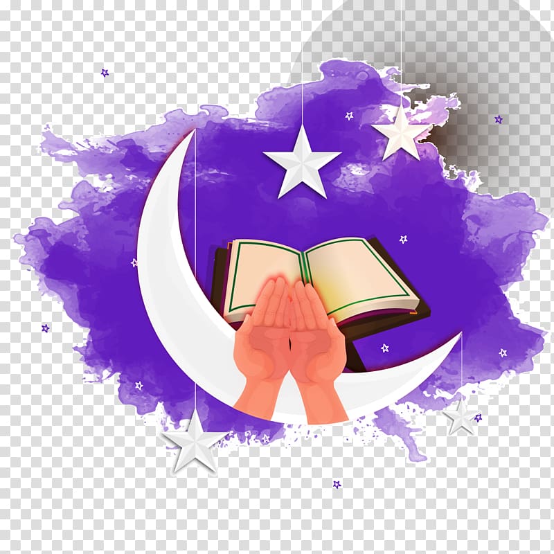 purple cloud, opened book, human hands, and half moon illustration, Airplane Chengdu J-20 Eid al-Adha Illustration, Moon Hill transparent background PNG clipart