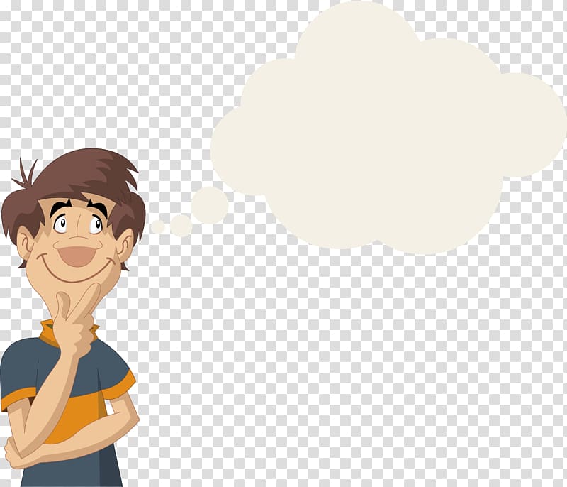 thinking man illustration, Cartoon Character, Thinking cartoon characters transparent background PNG clipart