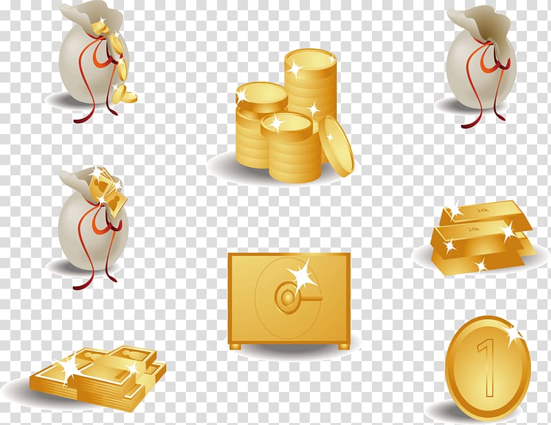 Gold coin Money Icon, Purse gold bullion transparent background PNG clipart