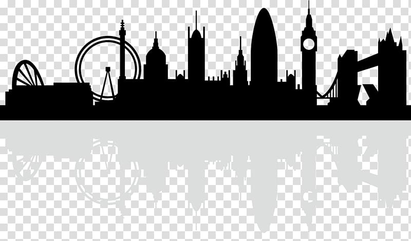 inverted of city buildings, London Skyline Silhouette , Black London transparent background PNG clipart