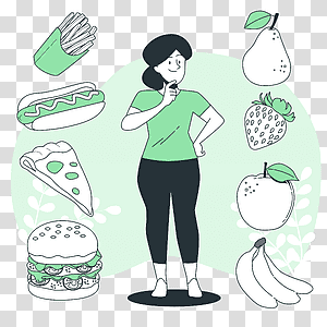 illustration, Healthy options, options, food, people, choice, question transparent background PNG clipart thumbnail