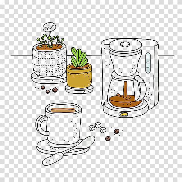 Coffee Illustration, Coffee Maker illustration transparent background PNG clipart