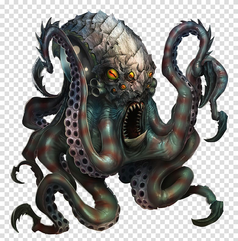 gray and green monster octopus, Call of Cthulhu Hordes Monster Horror Iron Kingdoms, swamp transparent background PNG clipart