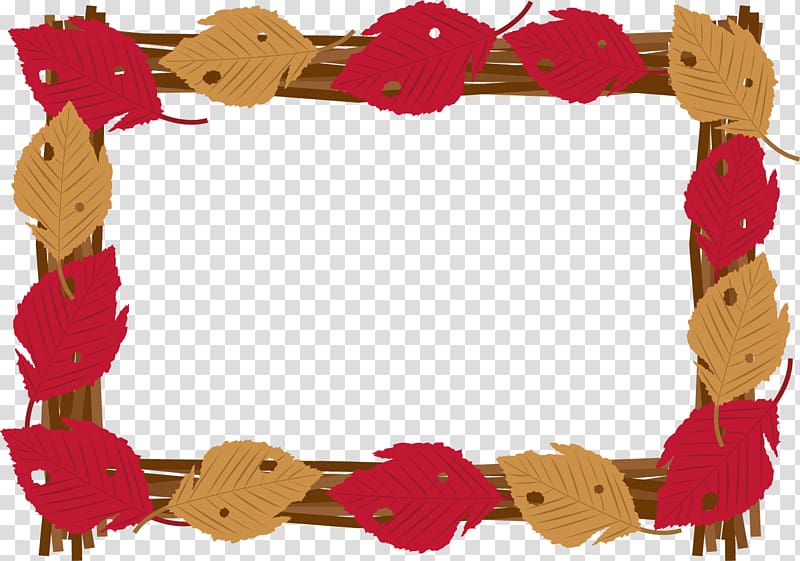 red and brown leaves border, autumn leaves frame., others transparent background PNG clipart