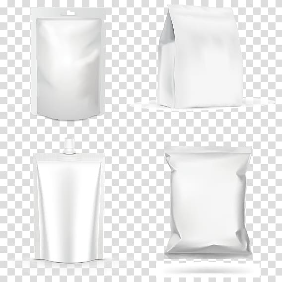 four white packs illustration, Plastic bag Packaging and labeling, Four plastic snack packaging transparent background PNG clipart