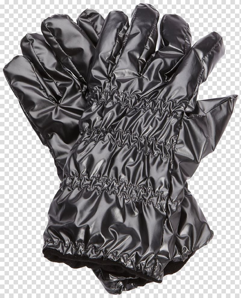 Glove Black and white Leather, Fold black leather gloves transparent background PNG clipart