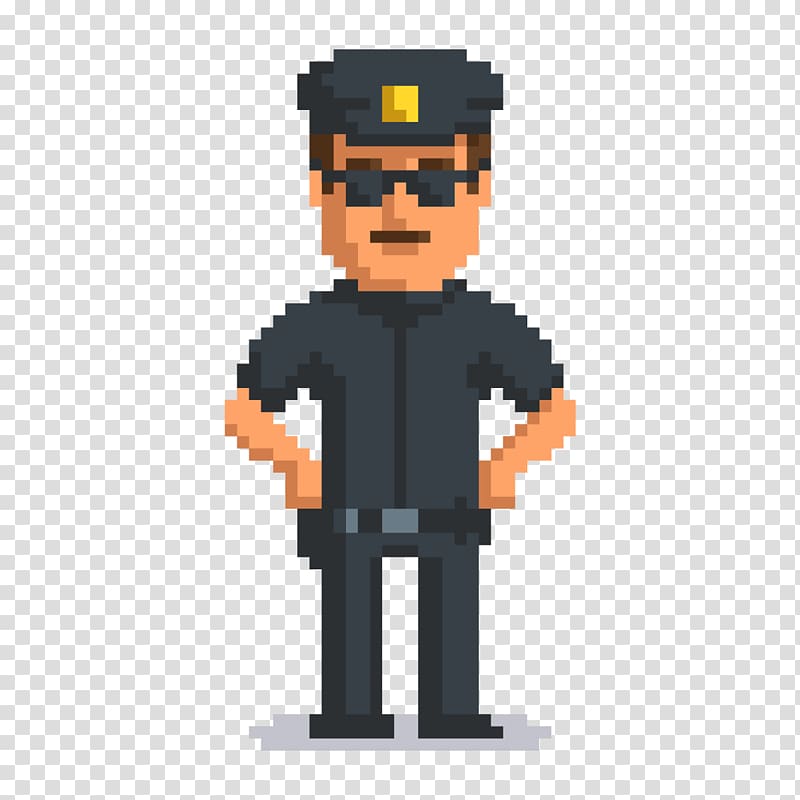 Pixel art Police officer, policeman transparent background PNG clipart
