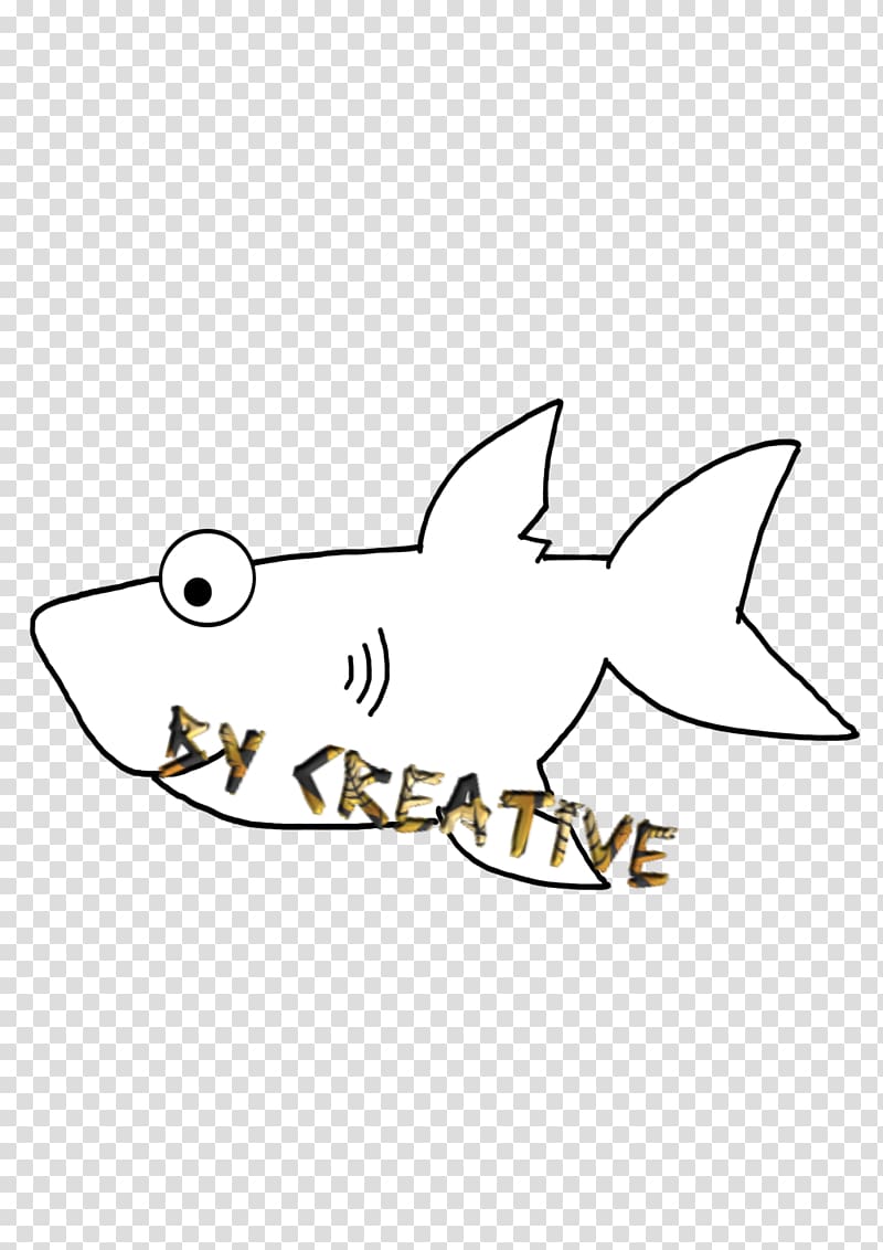 Fish Line art White , Creative Sharks transparent background PNG clipart