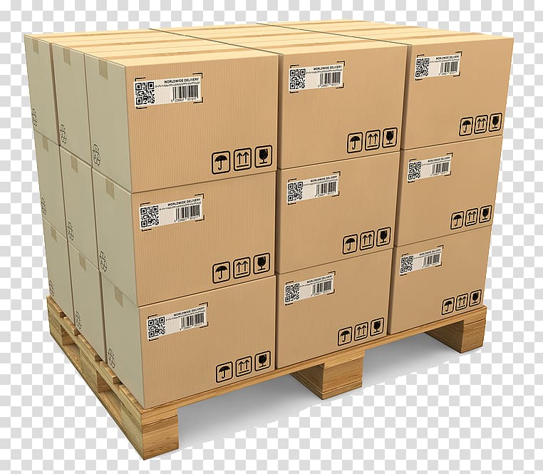 Pallet jack Cardboard box Packaging and labeling, barcode transparent background PNG clipart