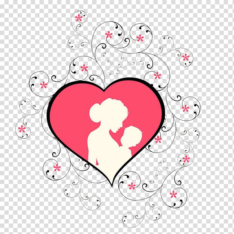 Mother\'s Day Child , Pink Heart Mother\'s Day mother\'s arms child element transparent background PNG clipart
