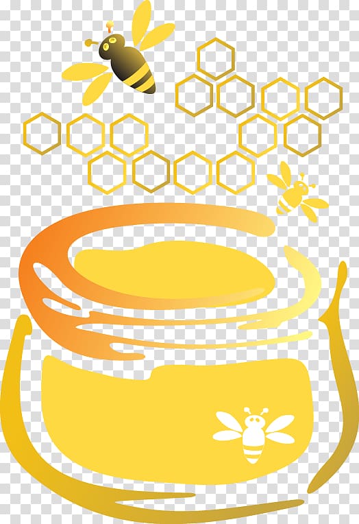 black and yellow honey and honey bee , Honey bee Honey bee Euclidean , Honey bees Honey Pot transparent background PNG clipart