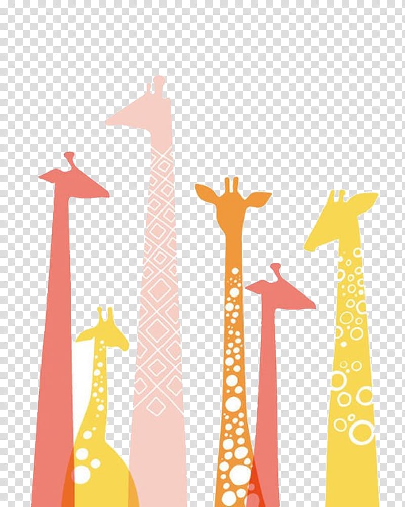 herd of giraffe illustration, Giraffe Paper Wall decal Color Giclxe9e, Giraffe silhouette transparent background PNG clipart