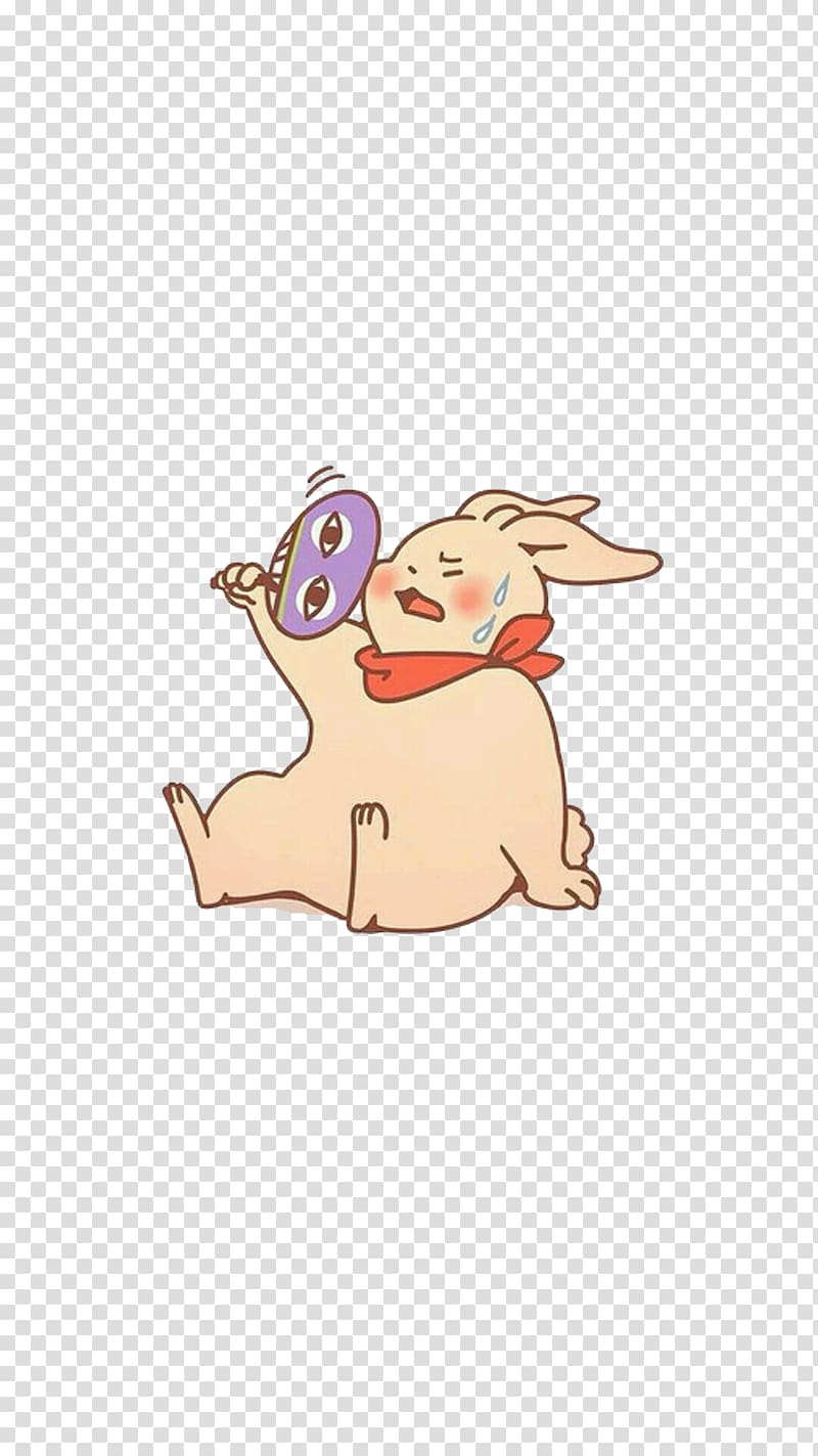 Rabbit , Hand-painted fan fight fat rabbit transparent background PNG clipart