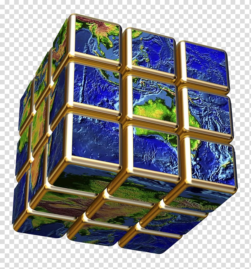 Earth World Globe Rubiks Cube, Rubik cube three-dimensional world map transparent background PNG clipart