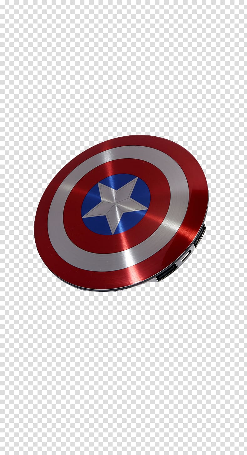 Captain America\'s shield Battery charger USB Tablet computer, Captain America charge treasure transparent background PNG clipart
