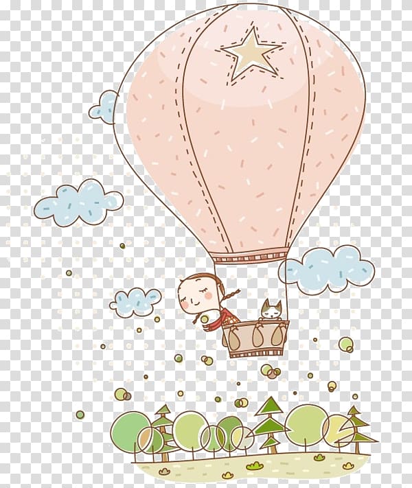 Cartoon Hot air balloon Child, others transparent background PNG clipart
