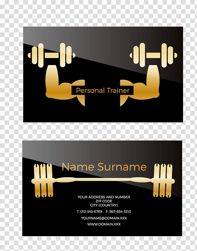 Personal trainer Business card Euclidean , Fitness Business Card transparent background PNG clipart