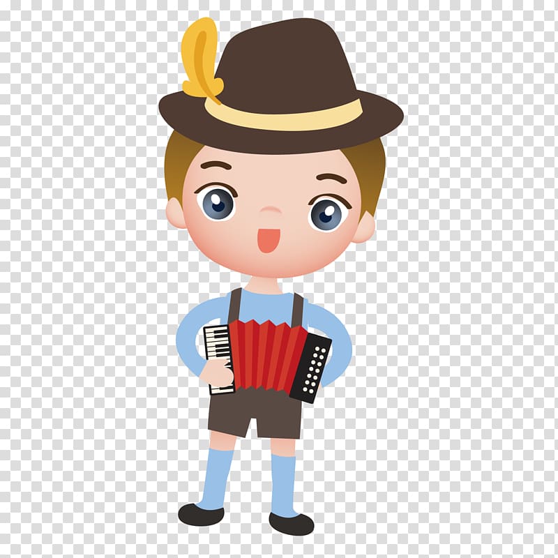 Netherlands Cartoon Illustration, The boy with the accordion transparent background PNG clipart