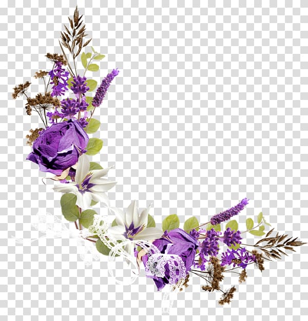 purple and white flowers illustration, Flower Purple , Purple floral corner decorative pattern transparent background PNG clipart