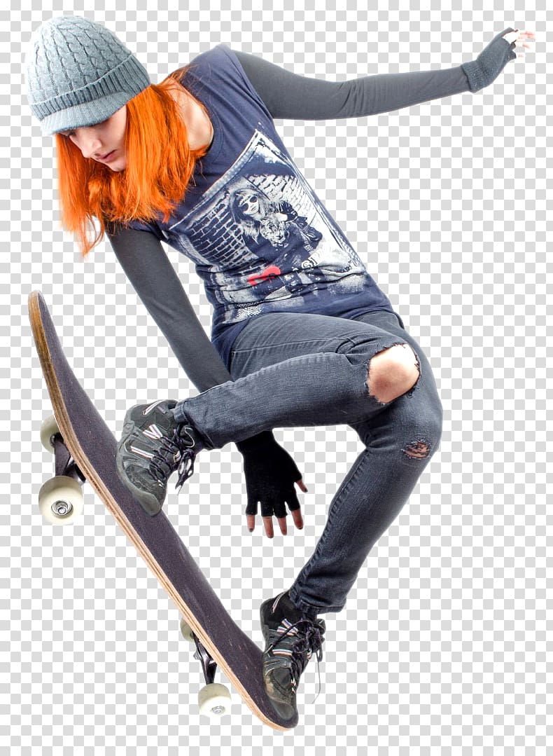 woman playing skateboard, Skateboarding Extreme sport Ollie Jumping, Young Skateboarder Woman Jumping transparent background PNG clipart