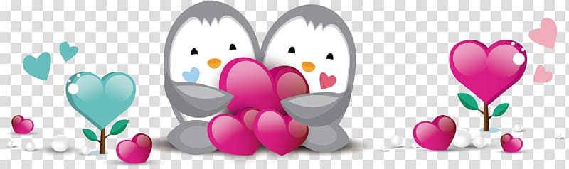 Love Happiness Birthday Boyfriend, Cute penguin love transparent background PNG clipart
