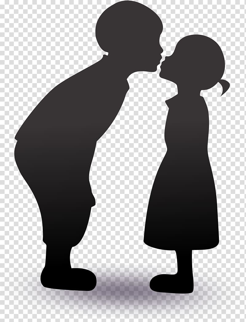 Children\'s cartoon silhouettes kiss transparent background PNG clipart