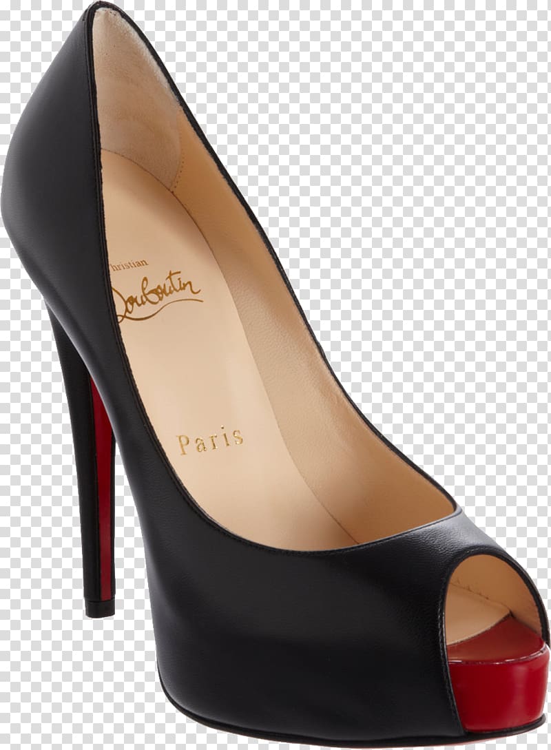Peep-toe shoe Court shoe High-heeled footwear Patent leather, Louboutin transparent background PNG clipart