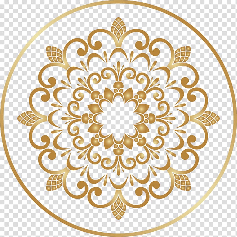 gold floral , Ornament , Brown pattern circle transparent background PNG clipart
