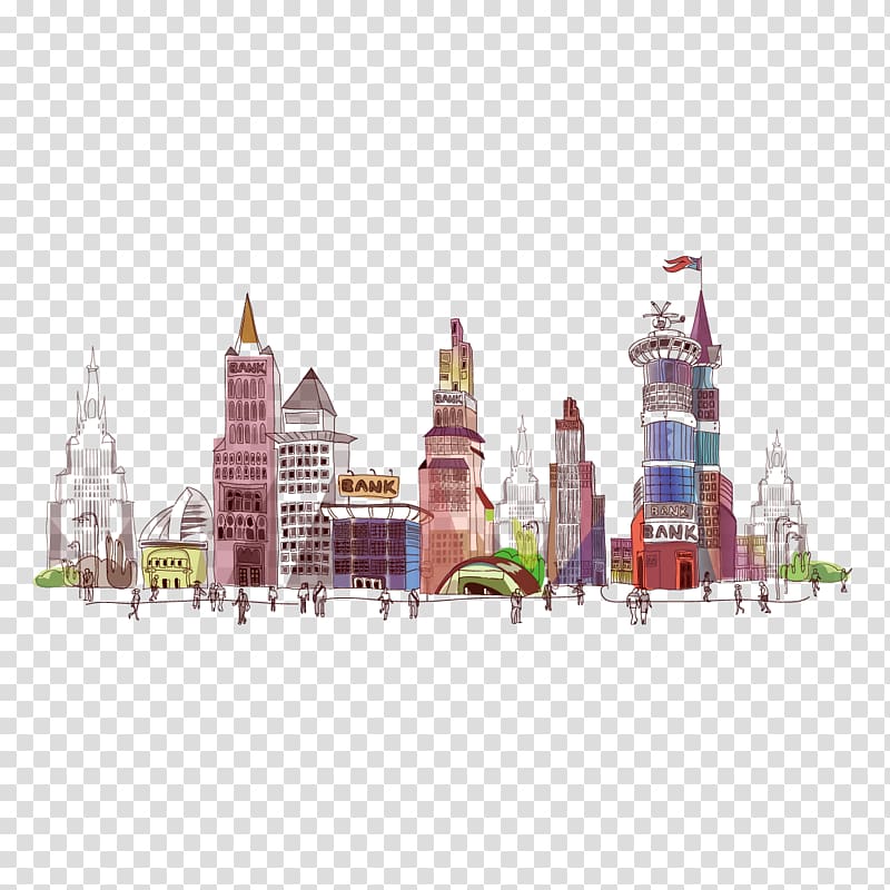 Architecture Cartoon Illustration, pattern city transparent background PNG clipart