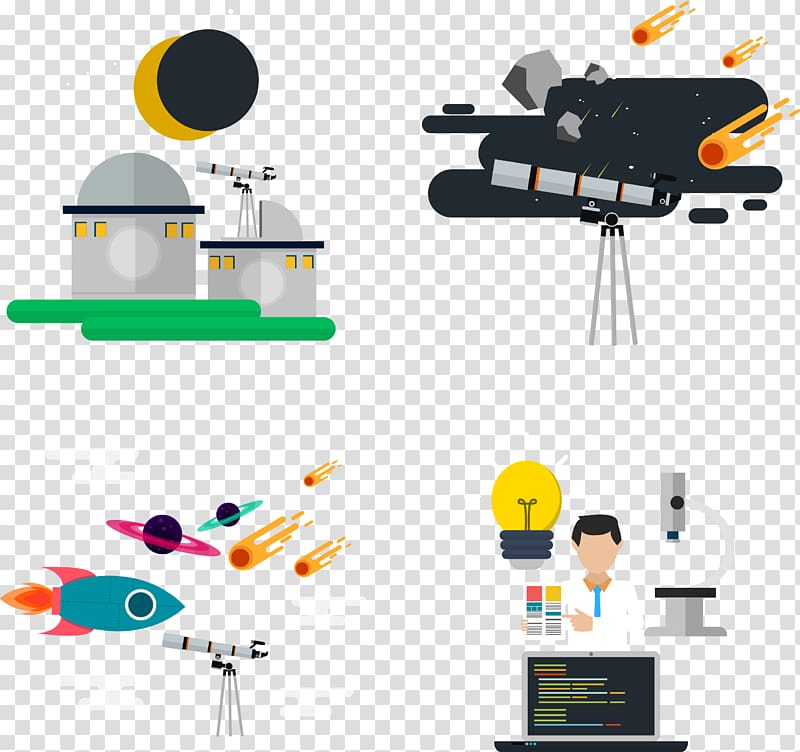 Brand Technology , hand-painted flat observation of outer space transparent background PNG clipart