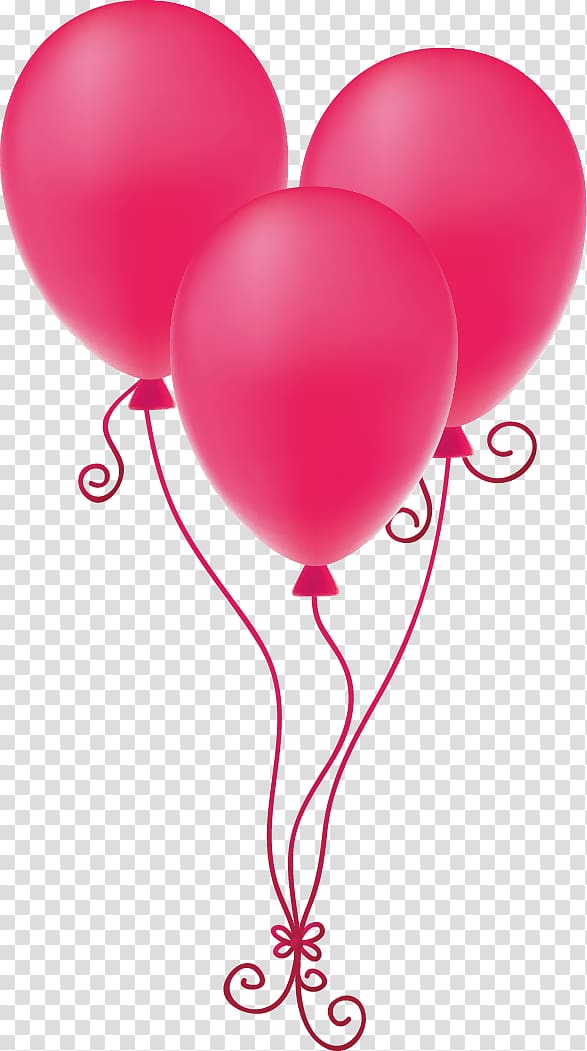 The Balloon, painted three pink balloons transparent background PNG clipart