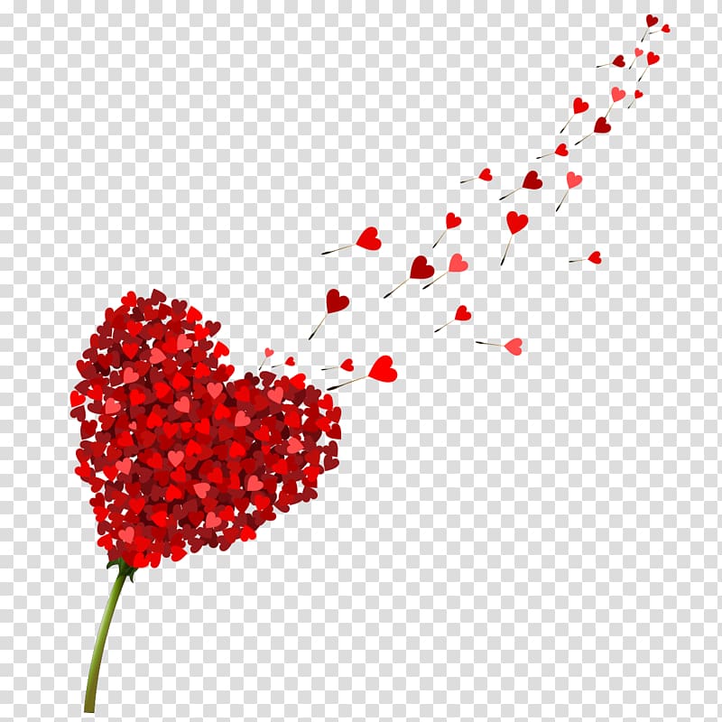 red heart flower art, Desktop Love Hearts, heart transparent background PNG clipart