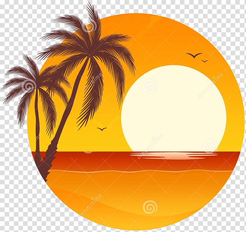 Sunset , palm border transparent background PNG clipart