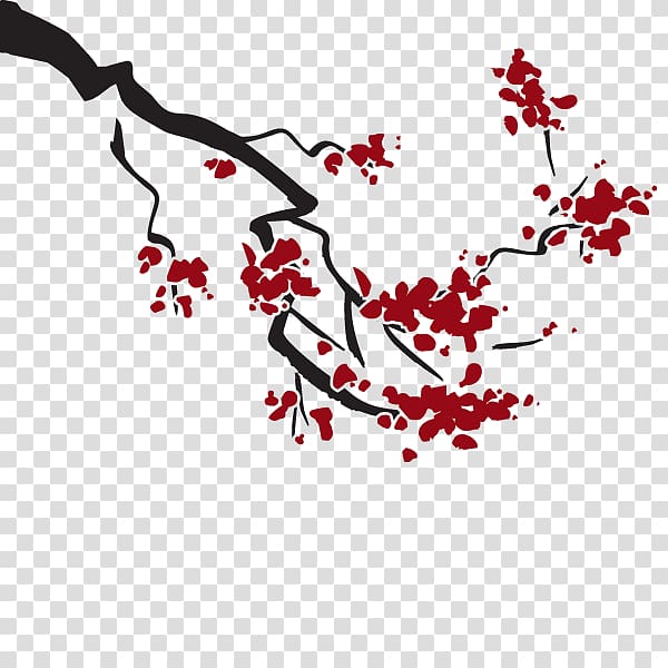 Cherry blossom Cerasus Branch Sweet Cherry Wall decal, cherry blossom branches transparent background PNG clipart