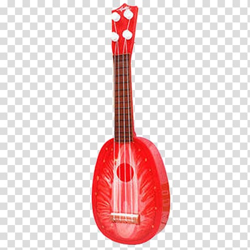 Ukulele Guitar Musical instrument Toy, Red guitar transparent background PNG clipart