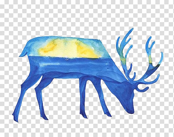 Reindeer Watercolor painting, Cartoon deer transparent background PNG clipart