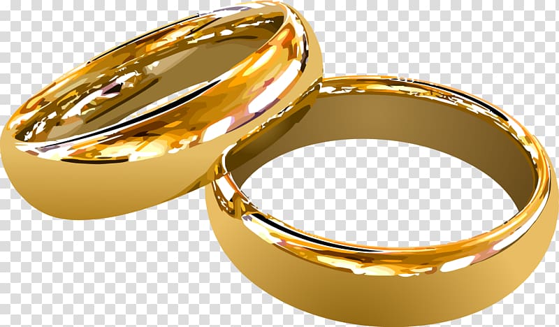 gold-colored wedding band, Wedding ring Gold, Decorative Gold Couple Ring transparent background PNG clipart