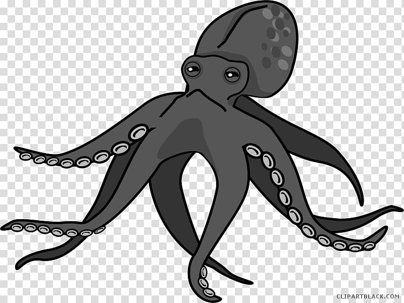 Octopus Open Can , black and white octopus transparent background PNG clipart