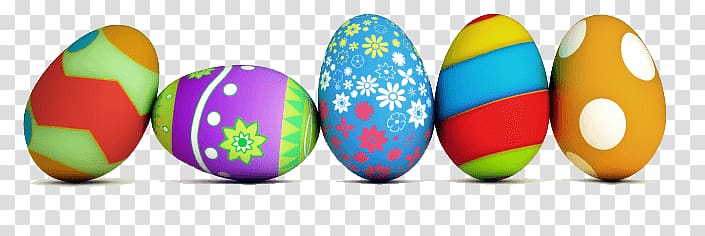 five multicolored eastern eggs, Easter Eggs Series transparent background PNG clipart