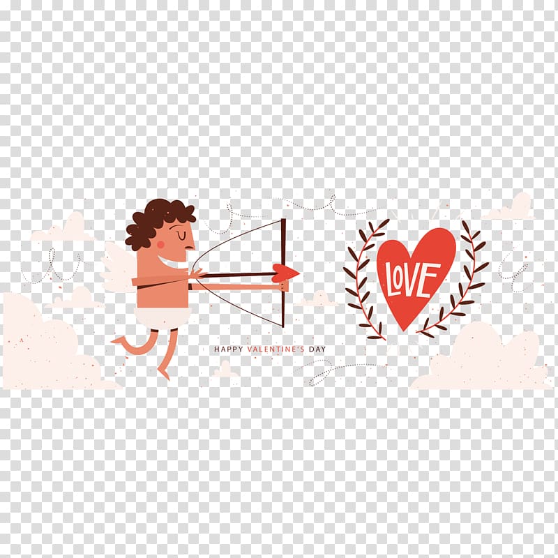 Cupid Valentine\'s Day Heart, Archery Cupid transparent background PNG clipart