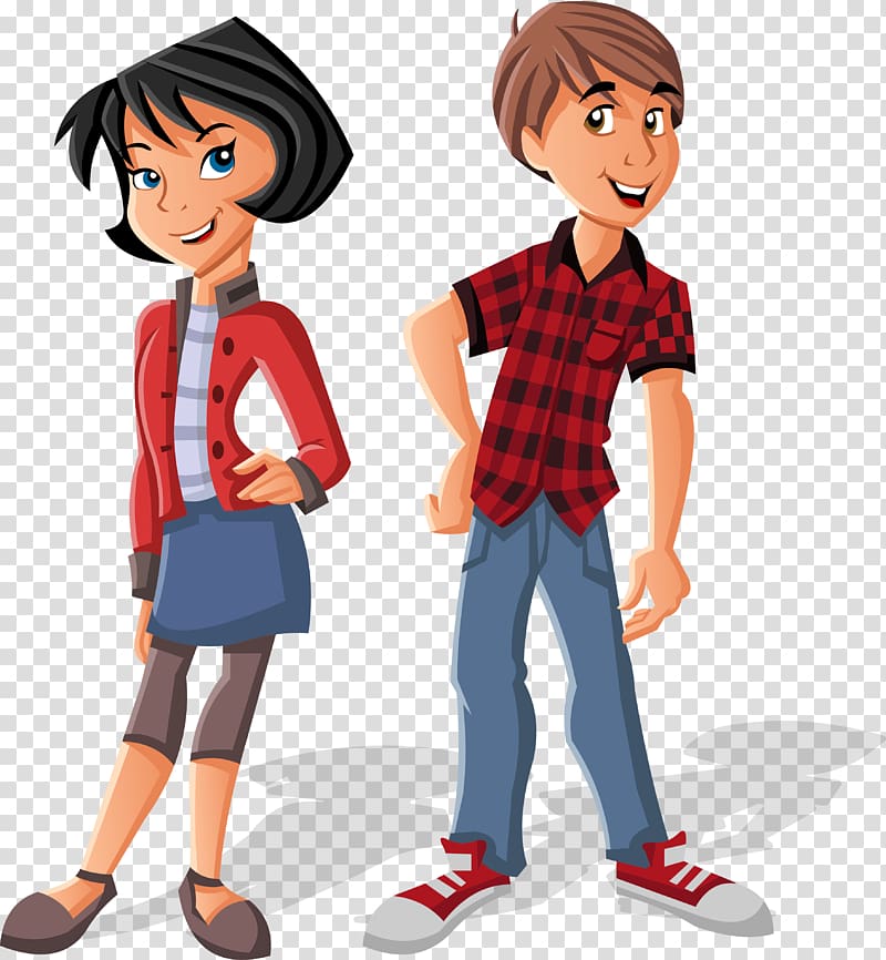 , red dress boy and girl transparent background PNG clipart