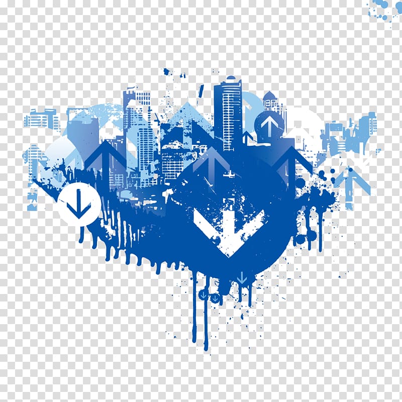 blue building and arrow transparent background PNG clipart