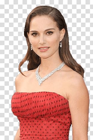 woman's face, Natalie Portman Red Dress transparent background PNG clipart