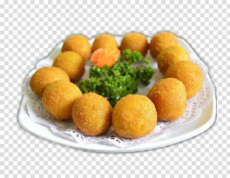 Korokke Croquette Meatball Hot pot Rissole, Fried golden sweet potato pill transparent background PNG clipart