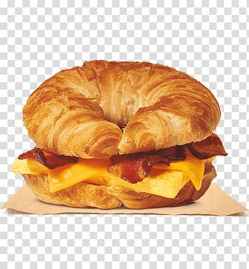 Hamburger Burger King breakfast sandwiches Croissant Bacon, egg and cheese sandwich, margarine croissant transparent background PNG clipart